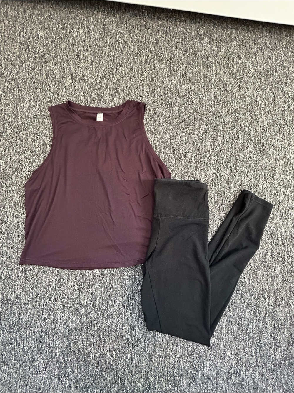 Garage Black Leggings with Plum Cropped Tank